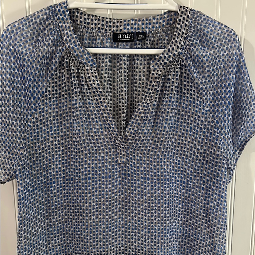 a.n.a Blue Short Sleeve Blouse